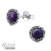 Cercei din argint cu floare cu Ametist model DiAmanti DIA30299